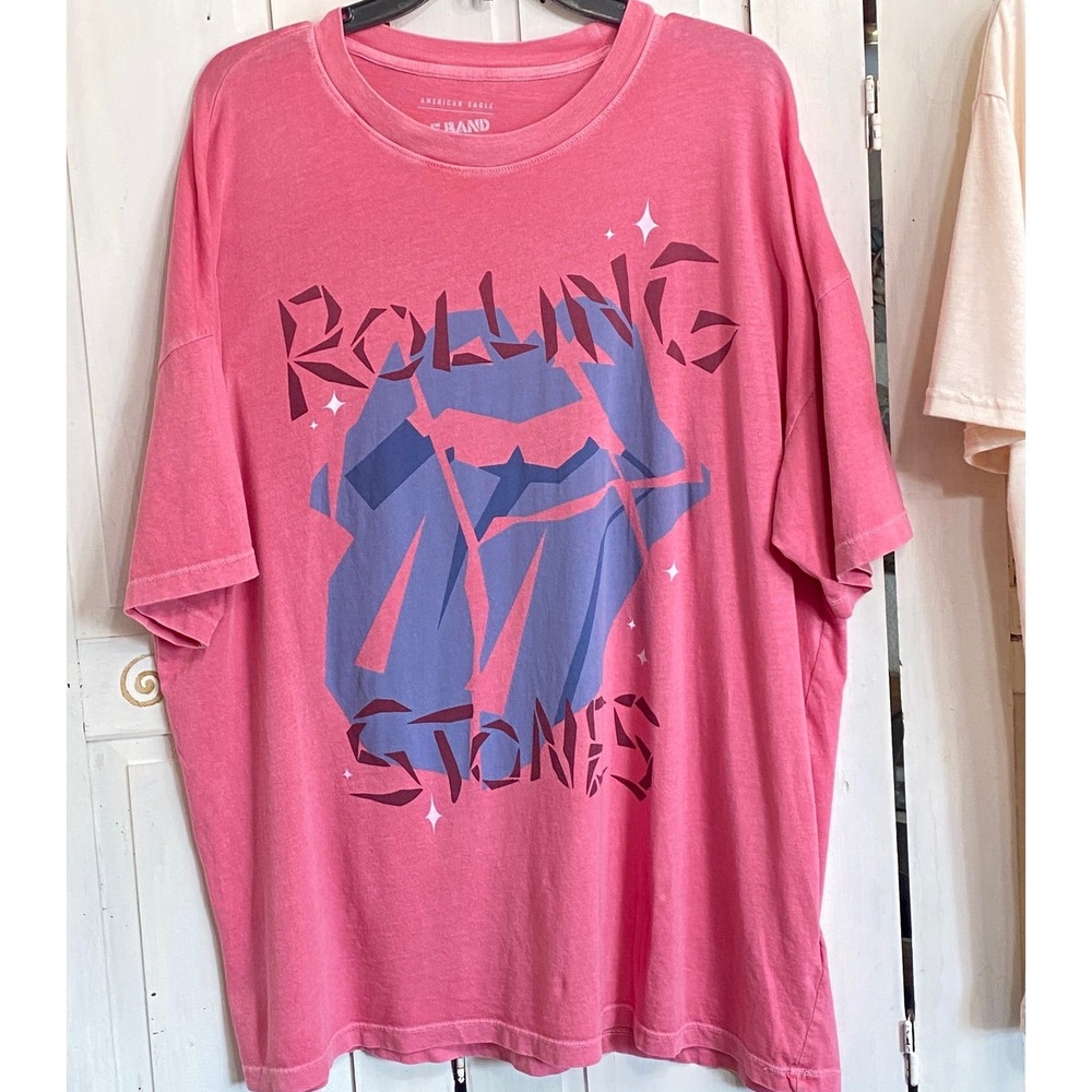 American Eagle Band Tee Lot 2 Queen Rolling Stones Pink Cream Rock T-Shirts L - Picture 2 of 11